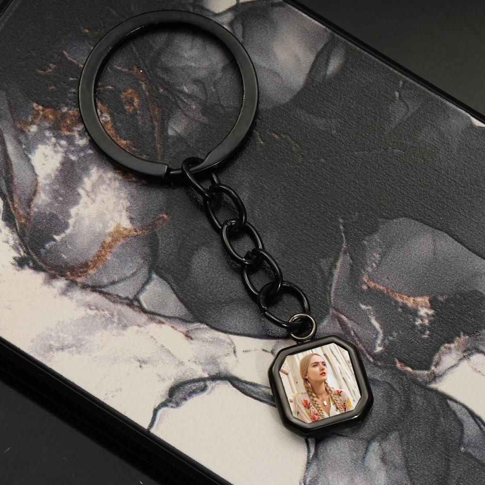 

Personalized Square Photo Keychain - Stainless Steel Custom Picture Keyring - Stylish Gift for Men, Women, and Car Keys Custom Photo