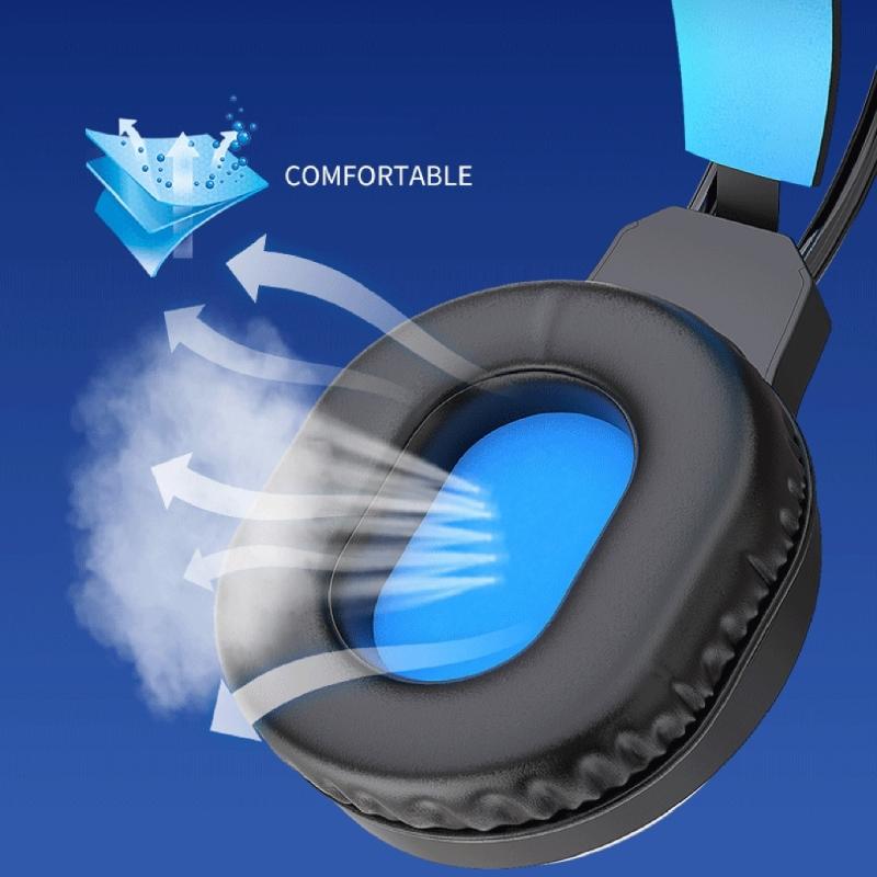 Wireds Over Ear Headphones With Glowing LED Lights 40mm Composite Diaphragm Driver Ergonomic Protein Leather Cushions Flexible Two Suspension Headbeam
