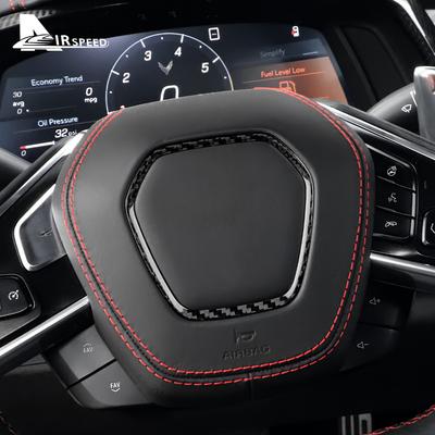 Echte Koolstofvezel Sticker Voor Chevrolet Corvette C8 2020 2025 2025 2025 2025 Stuurwiel Middenframe Ring Accessoires