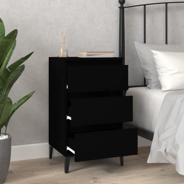 VidaXL Table de chevet noir 40x35x70 cm bois d’ingénierie 819669
