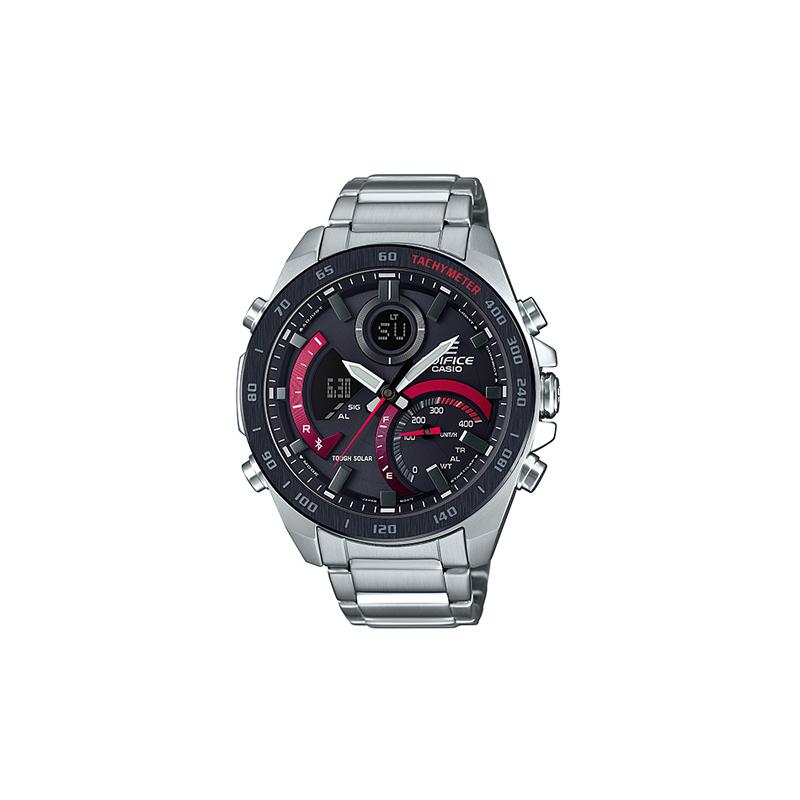 

Casio EDIFICE Series Contrast Color Business and Casual Bluetooth Connection Solar Quartz Movement Stainless Steel Strap Japanese and ECB-900DB-1A
