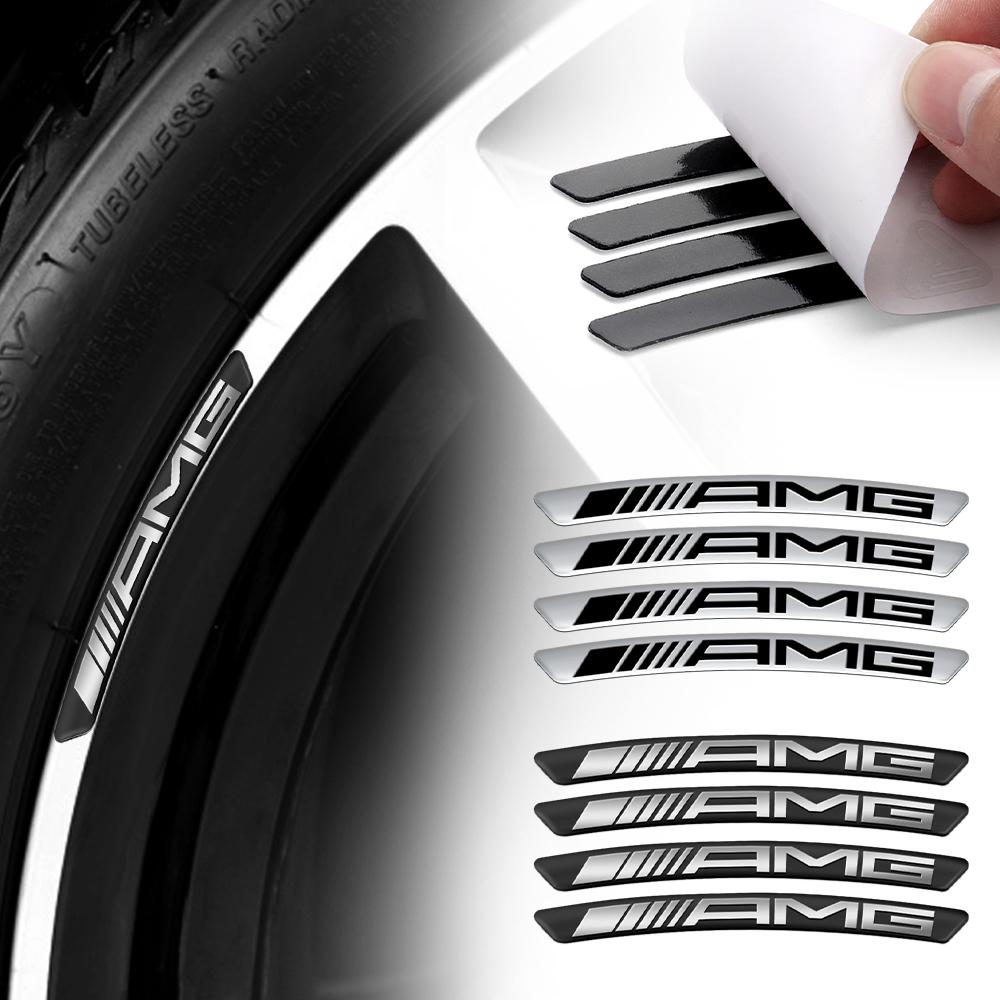 4PCS Car Bagde Wheel Hub Rims Stickers For Mercedes Benz AMG GLC X253 A200 260I W206 W447 W213 W220 S500 W106 CLA W140 W168 W211  ad1
