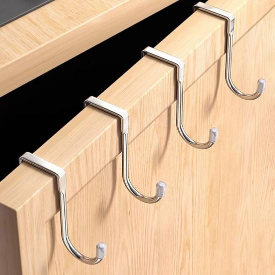 Over Cabinet Metal Double Hook for Closet Door Hook Heavy Duty Kitchen Cabinet Wardrobe Bathroom Dorm