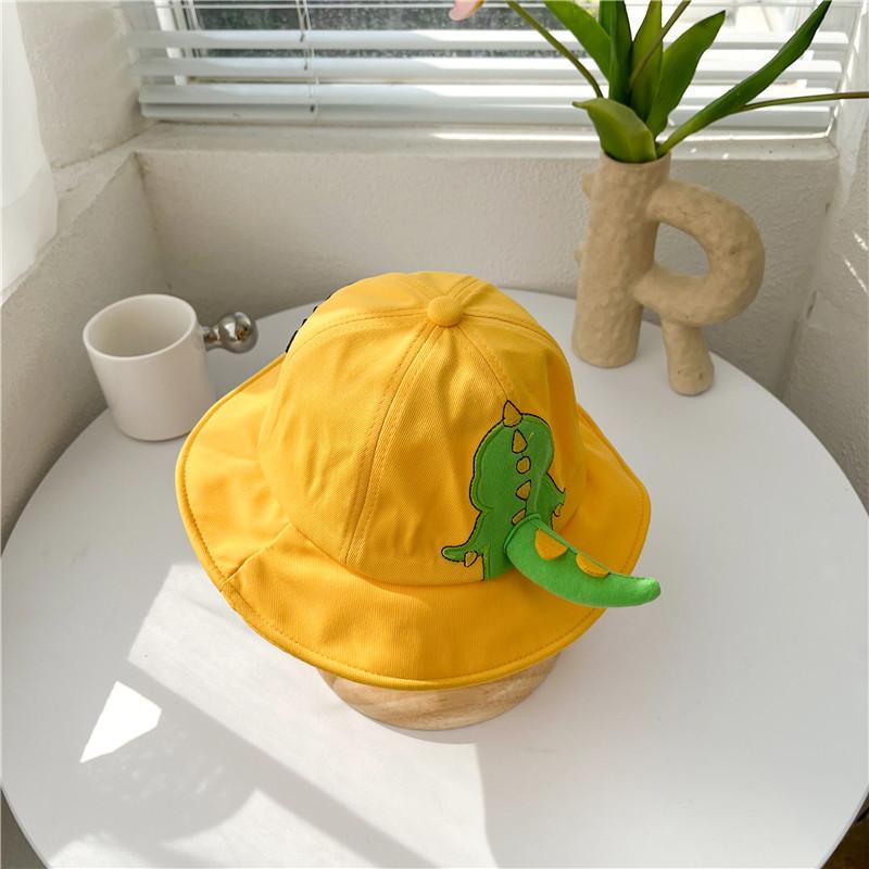 1-3 Jahre Cartoon Dinosaurier Baby Bucket Hat Sommer Sonnenhut mit breiter Krempe für Jungen und Mädchen Niedliche Tierbuchstaben Kinder Fischerkappen.