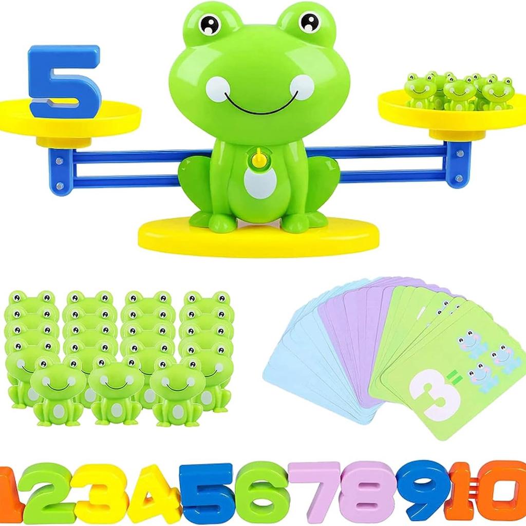 Kids Frog Balance Scale Cute Cartoon Enhance Cognitive Ability Math Counting Toy Interactive Frog