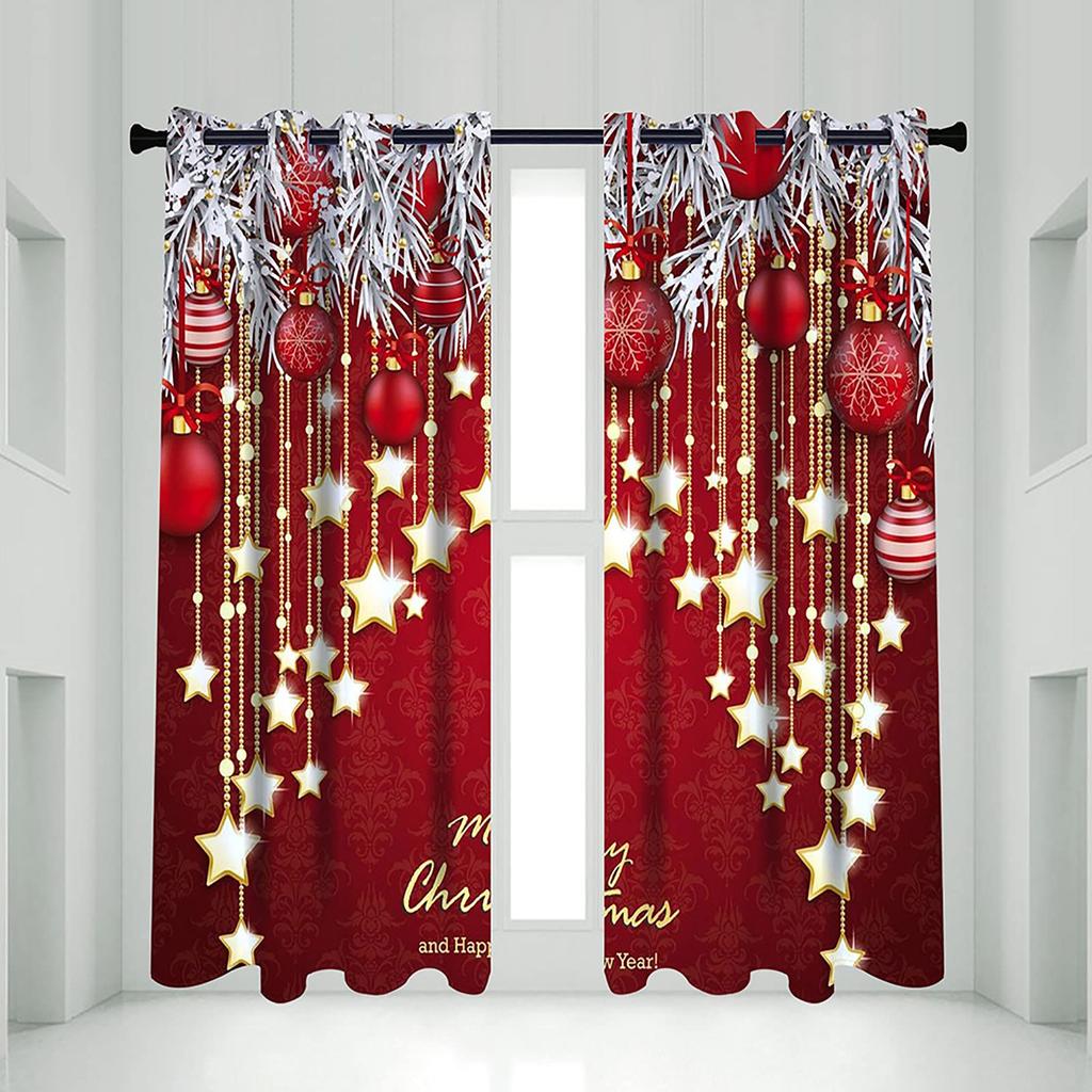 Cartoon Santa Claus Merry Christmas Pattern Print Curtains Curtain Drapes Living Room Bedroom Kitchen Light Blocking For Area Made Of Polyester