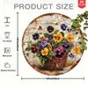 Vintage Tin Sign Round Floral Wall Art 8 Inch Metal Pansy Botanical Decor For Kitchen Garden Living Room Home