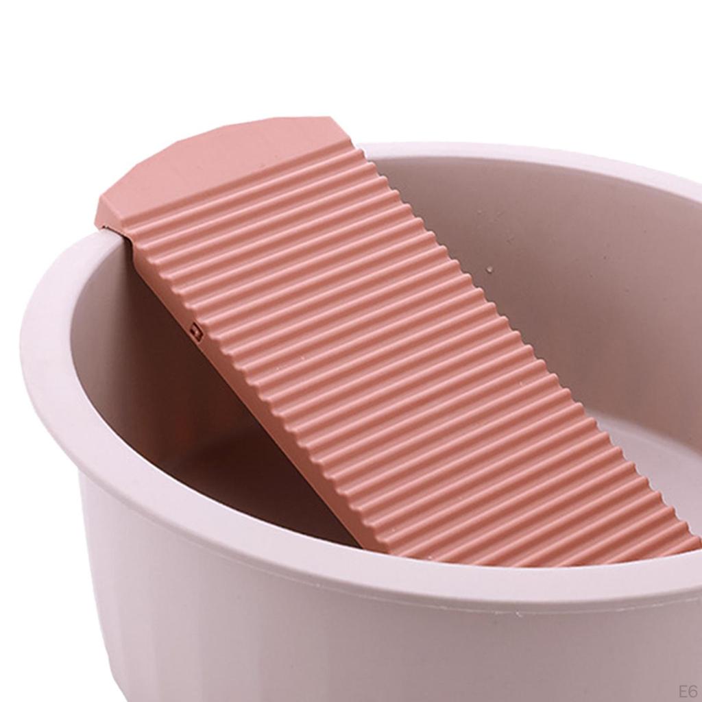 Washboard Laundry Tub for Hand Washing Clothes, Compact Basin Home Use
