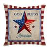 Independence Day Flag Four-piece Set, Linen Material, Home Cushion Cover, Five-pointed Star, Blue, White and Red Striped Letter Print