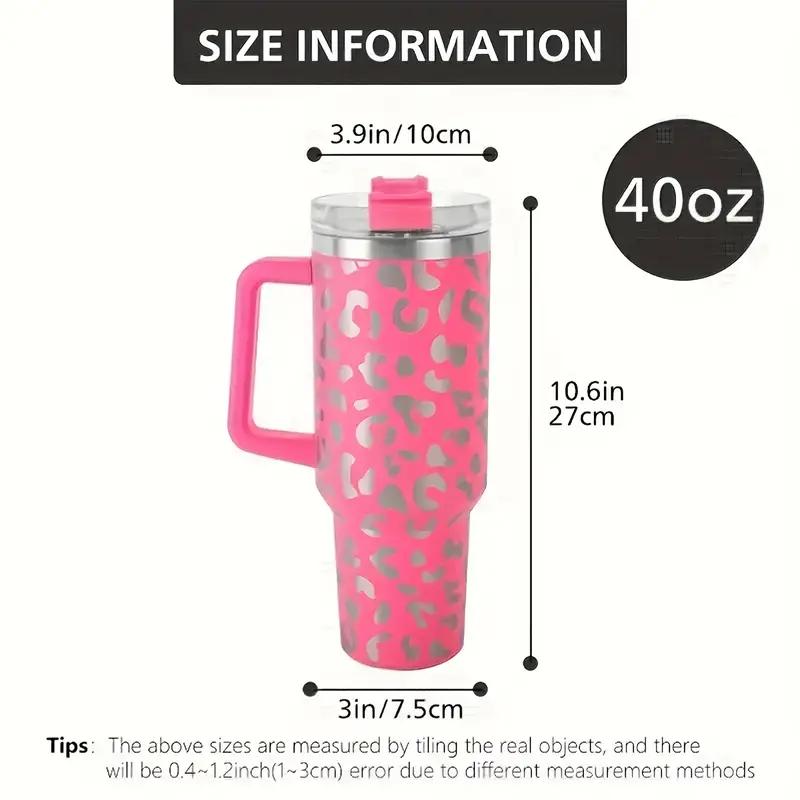 40oz Stainless Steel Leopard Print Tumbler with Lid Large Capacity Coffee Cup Portable Insulated Bottle Travel Home Summer Gift