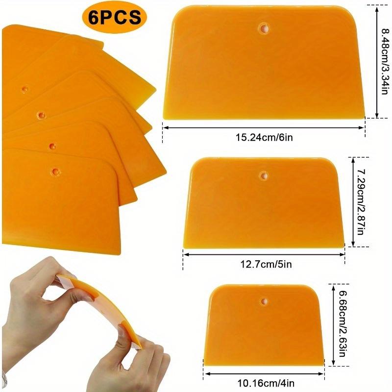 6Pcs Plastic Body Filler Spreader Kit, reusable tool set for automotive body repair, ideal for applying fillers, putties, glazes