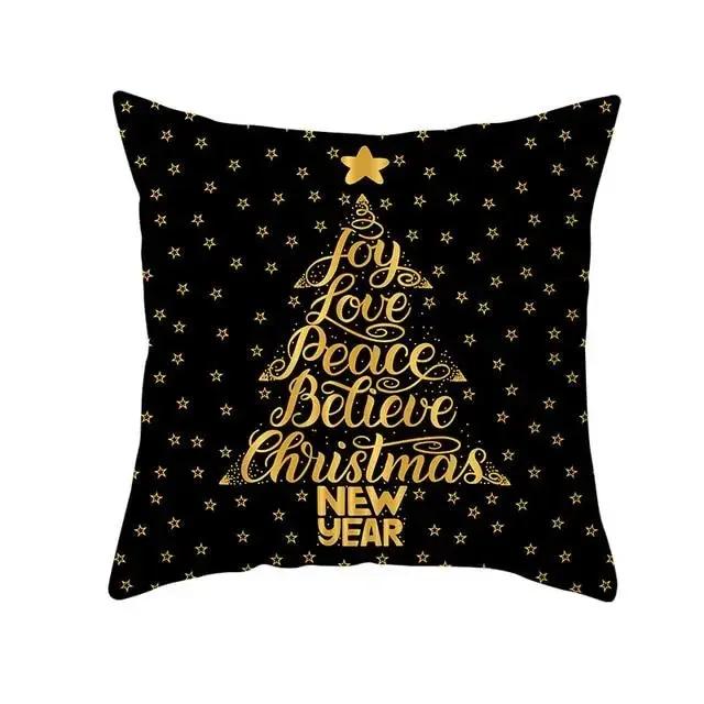 Home Decoration of Golden Deer Christmas Tree Santa Santa Pillow House Cushion Sofa Cushion Cushion Cushion Decoración Navideña
