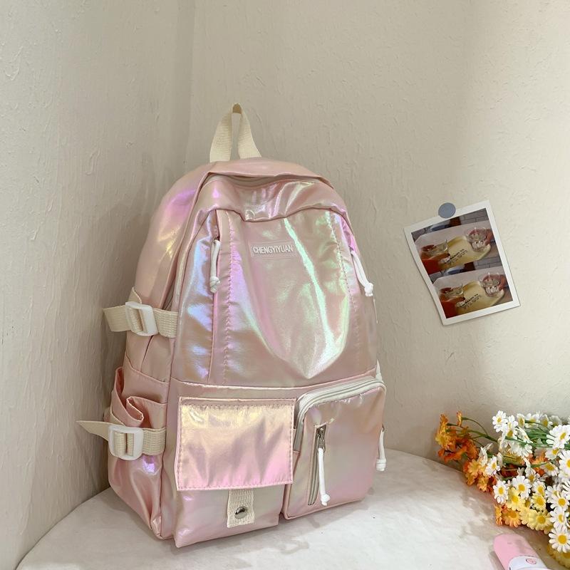 

Cute girl backpack campus small fresh schoolbag new trendy large capacity junior high school backpack розовый
