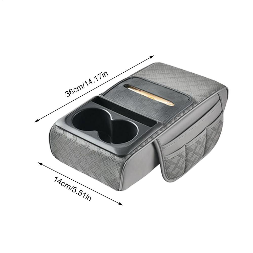 Center Console Organizer Armrest Cushion With Cup Holder Leather Extended Center Console Cushion Pad Car Accessory With Cup