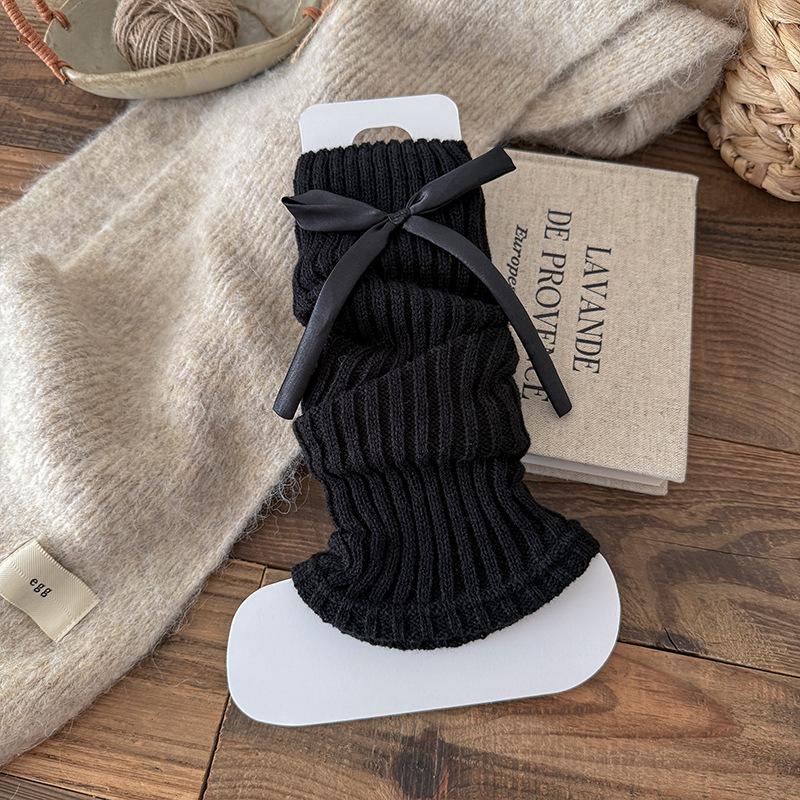 Boots Cotton Socks Cover Spring And Autumn Bow Stacking Socks Ballet Wind Wool Knitted Thickened Warm Calf Cover