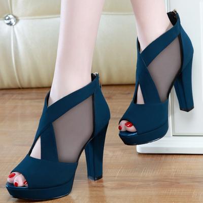 Women's High Heel Sandals 2026Summer Hollow Out Breathable Casual Sandals for Women Designer Fish Mouth Sandals Sandalias Mujer
