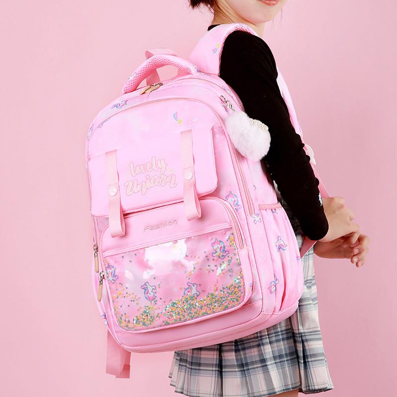 Printed Unicorn Rainbow Childrens Backpack Large Capacity Lightweight Schoolbag