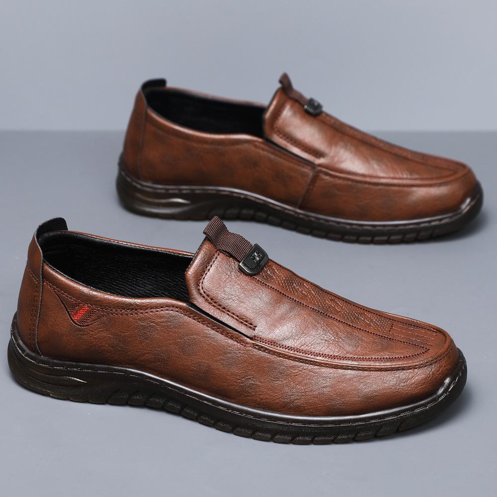 Men's Shoes Autumn New Soft-soled Business Casual Leather Shoes Simple, Comfortable, Non-slip and Wear-resistant One-pedal Dad Shoes