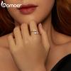 BAMOER Moissanite White Gold Plated Adjustable Ring 925 Silver Exquisite Open Ring for Women Engagement Jewelry Gift