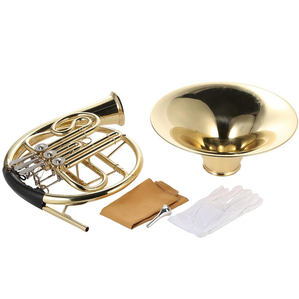 Bb Single French Horn 3 Key Brass Gold Lacquer Single-Row Split French Horn Wind Instrument with