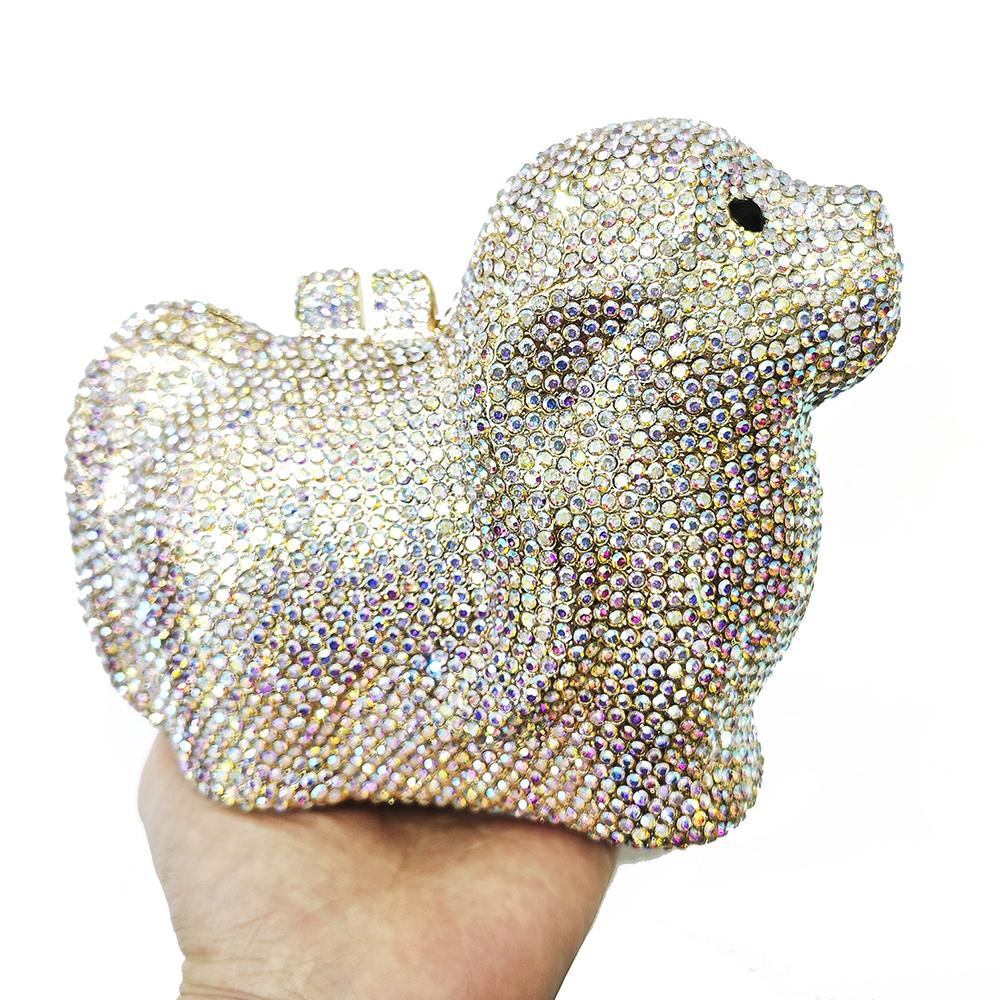 Puppy  Diamond Evening Bag Dog Crystal Handbag Rhinestone Bags Wedding Bridal Purse Luxury Crystal Clutches Women Party Purses