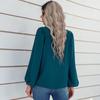 Women Autumn Solid Color Round Neck Pullover Loose Long Sleeve T Shirt Top