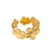 Stainless Steel Vintage Flower Rings Gold Silver Color Adjustable Open Finger Rings for Women Girls Accessories Gifts