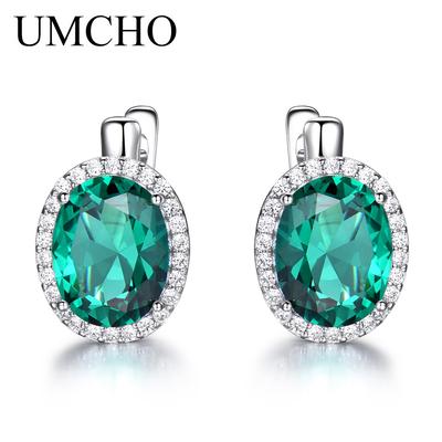 Pendientes de clip de piedras preciosas de esmeralda para mujer, pendientes de boda, aniversario, joyería de moda, regalo