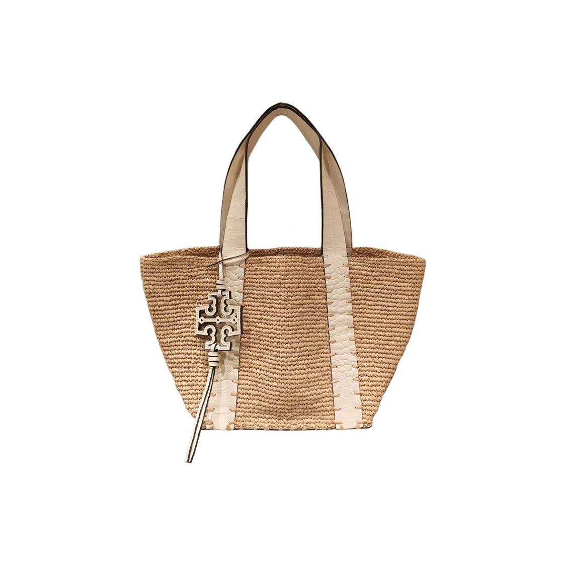 

Tory Burch Handcrafted Crochet Design Raffia Tote Bag Shopping Bag Shoulder Bag Small Women Tote Beige 169221-250 Basic Set (Bag+Dust Bag)