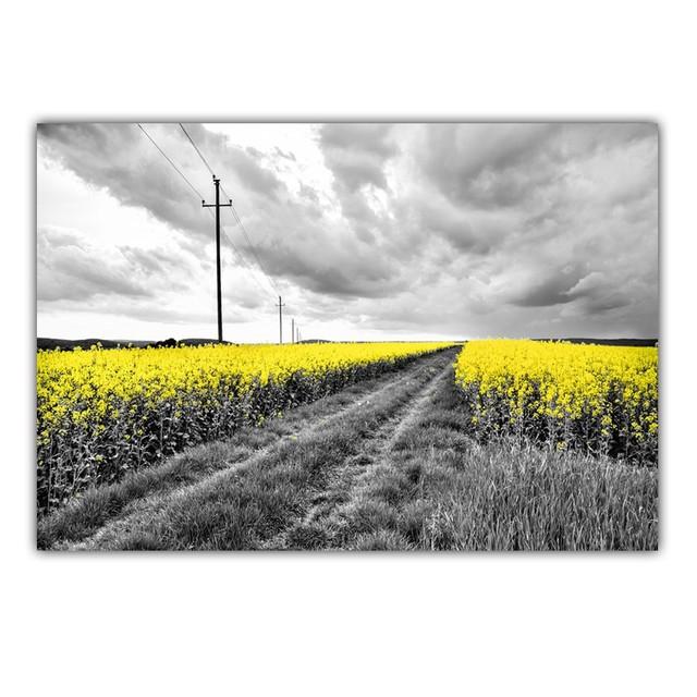 Retro Art Country Style Landscape Canvas Painting Rape Flower Sea Poster Office Wall Painting Living Room Home Decoration Mural No Frame