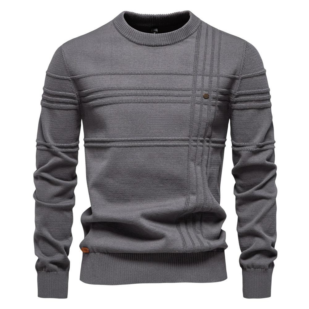 Herbst- und Winter Herren Rundhals-Pullover Hochwertiger Herren Einfarbpullover