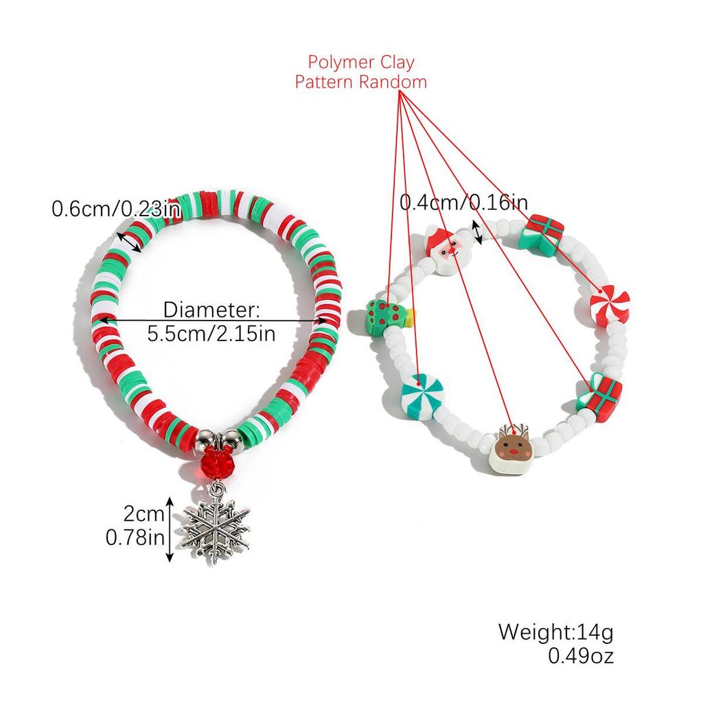 European and American Snowflake Crystal Beaded Christmas Bracelet Set for Women