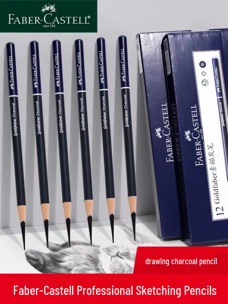 Faber-Castell Extra Soft, Medium, and Hard Charcoal Sketching Pencils for Art Students