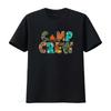 Camping Crew T Shirt for Family Vacation Nature Lovers Best Outdoor Group with Camo Leopard Campfire Print Vintage Washed
