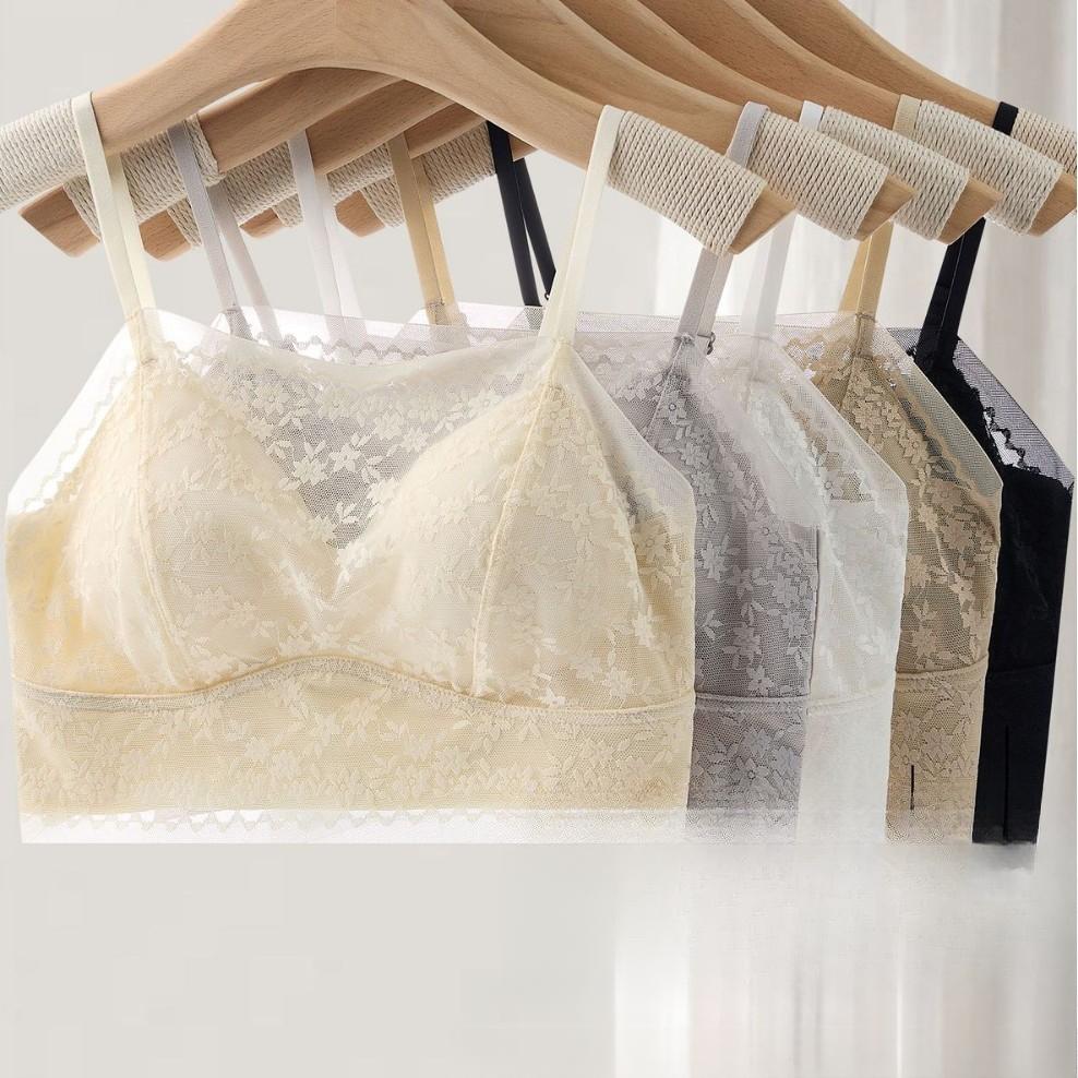 Lace Bra Suspender Adjustable Shoulder Strap Fixed Coaster Ice Silk Beautiful Back Chest Wrapped Sexy Strapless Bra