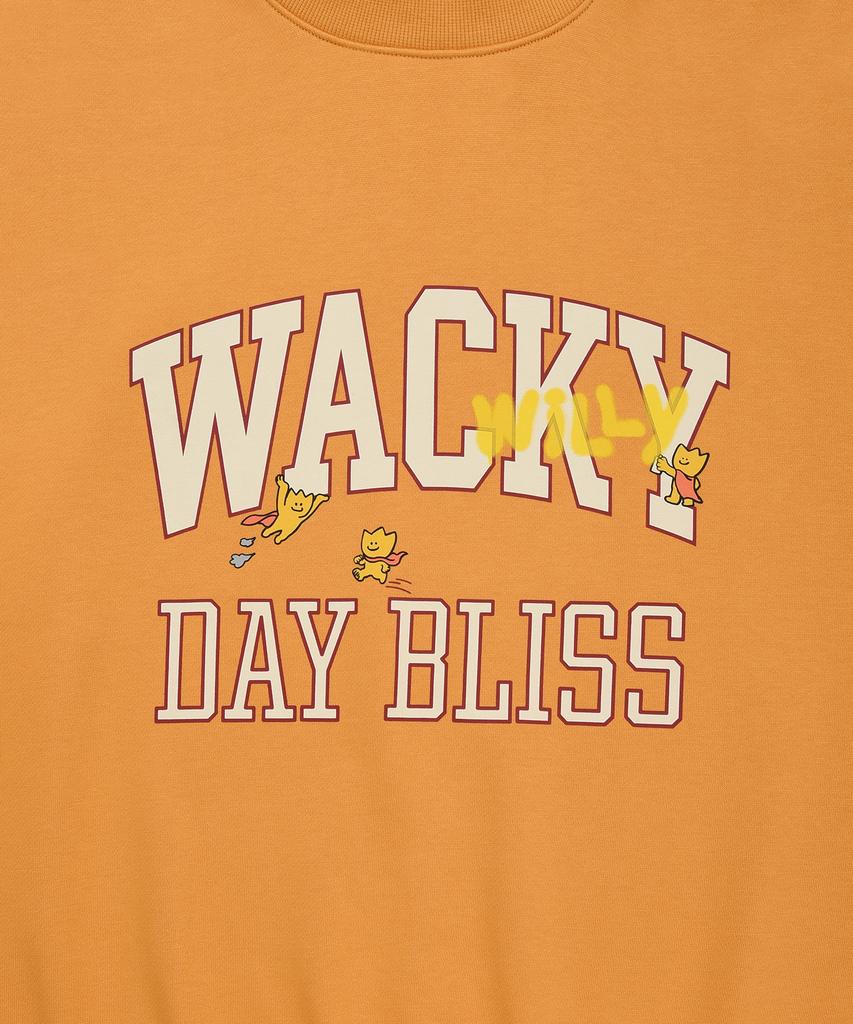 WACKY WILLY Old School Typography Sweatshirt Orange