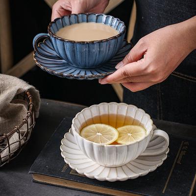 220ML Caneca de Café Cerâmica Inglês Chá da Tarde com Pires Conjunto Único Porcelana Café da Manhã Limão Chá Leite Canecas Utensílios de Café