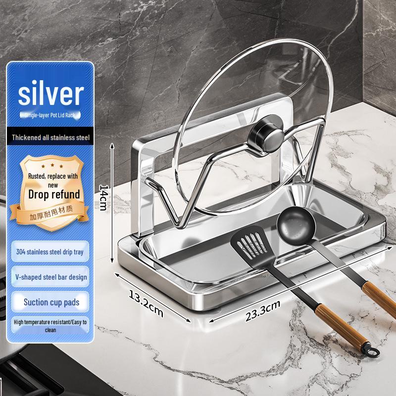 Multi-functional Kitchen Countertop Rack for Pot Lids, Spoons, and Spatulas