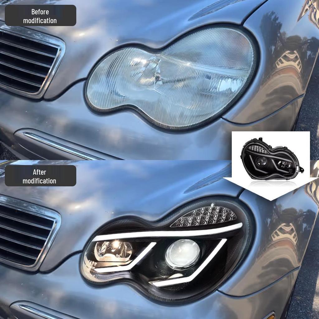 2000-2006 Mercedes-Benz C-Class W203 C200K LED Projector Headlights with DRL & Turn Signals