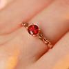 Imitation Natural Garnet Ring Inlaid With 5Mm Exquisite Rose Gold Plated Chain Ring