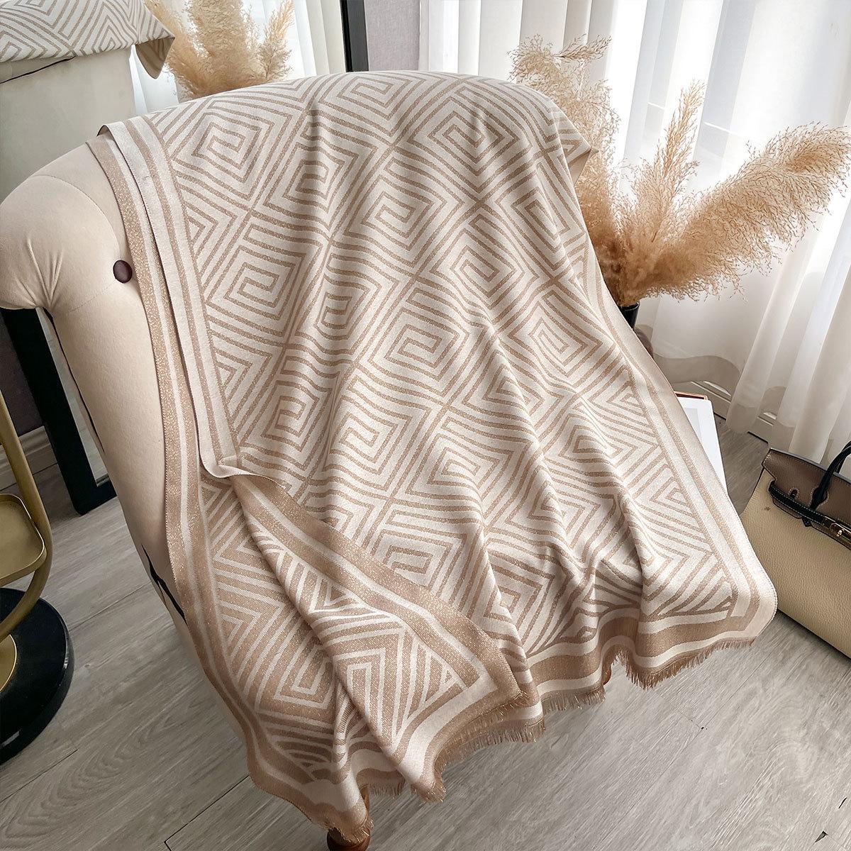 

Весенне-осенний тонкий шарф Двусторонний шарф из имитации кашемира Женский новый всесезонный внешний платок для тепла 185*65CM белый