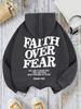 Casual Women's Hoodies Faith Over Fear Letter Printing Sweatshirts Fleece Warm Comfortable Pocket Pullovers Autumn Streetwear