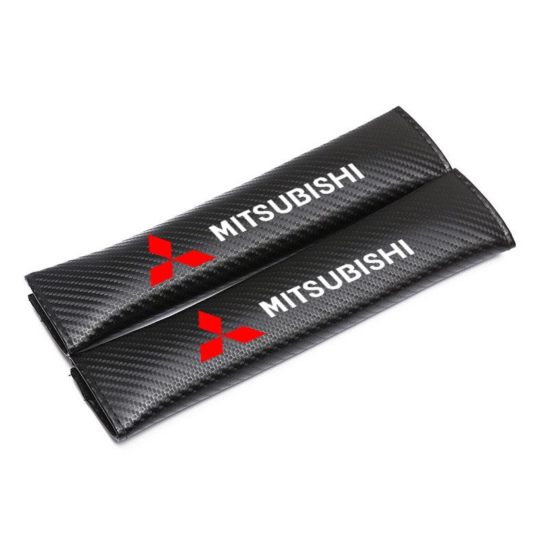 Car Safety Belt Carbon fibre Shoulder Pad Safety Strap Cover for Mitsubishi Lancer ASX Outlander Pajero Evolution Car Accessorie