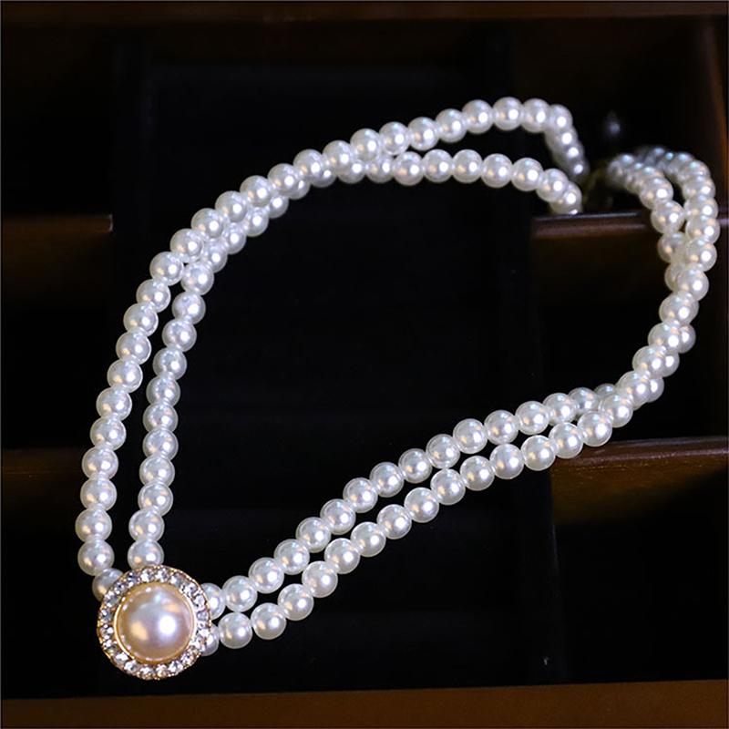 Elegant Vintage Pearl Necklace Earring Set Women Party Wedding Daily Decoration Jewelry