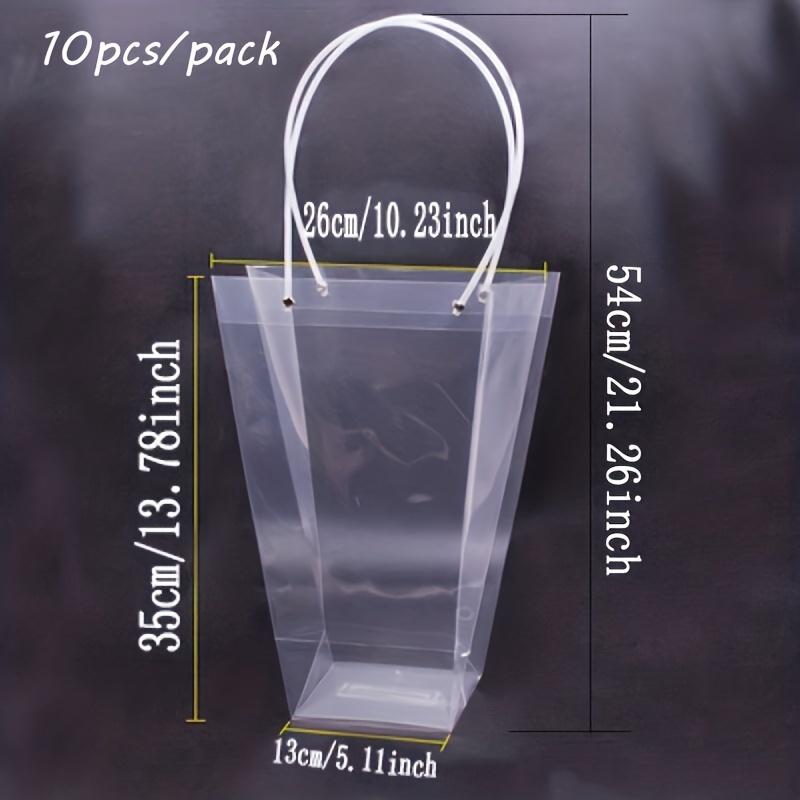 10 Pcs Floral Bags Clear Flower Bouquet Bag with Handle Florist Gift Bags Packaging Plastic Gift Bags for Birthday Wedding Anniversary Housewarming