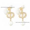 Women's Sweet Pearl Tassel Earrings with Inlaid Diamonds