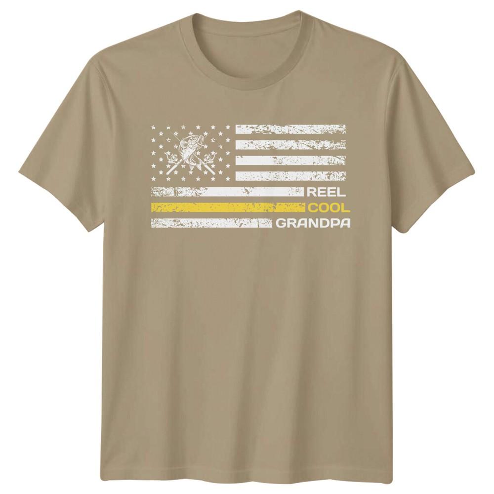 Reel Cool Grandpa Fishing American Flag Unisexs TShirt Hobby Graphic Tee S