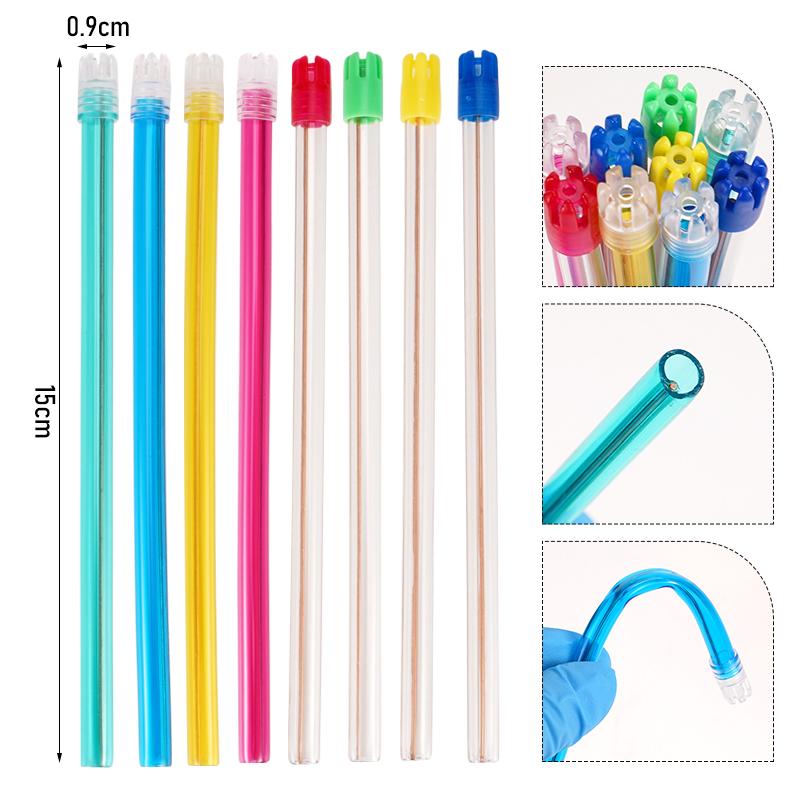 100Pcs/Bag Dental Saliva Ejector Disposable Suction Tip Flexible Evacuation Pipe Clear Tip With Colorful Tube Dentist Supplies