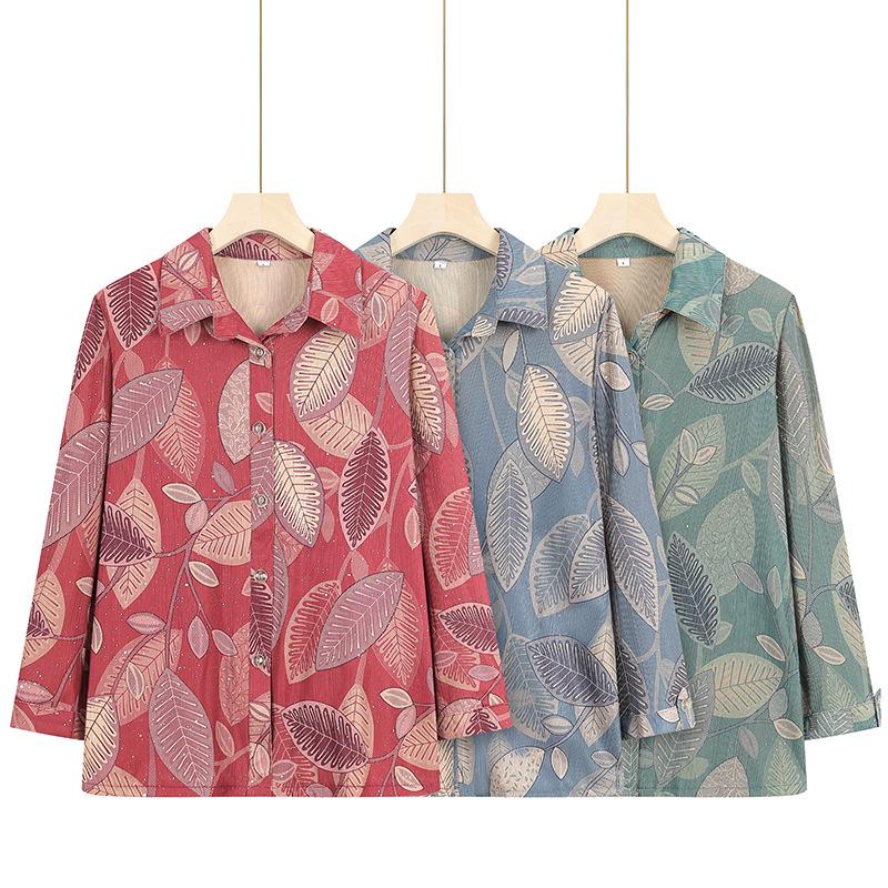 Sezonowa koszula z długim rękawem dla babci dla kobiet w wieku 60-70 lat