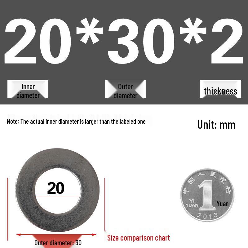 Galvanized Metal Flat Washer - Thin, Thickened, Enlarged Edge, Round, Sizes M3 to M10